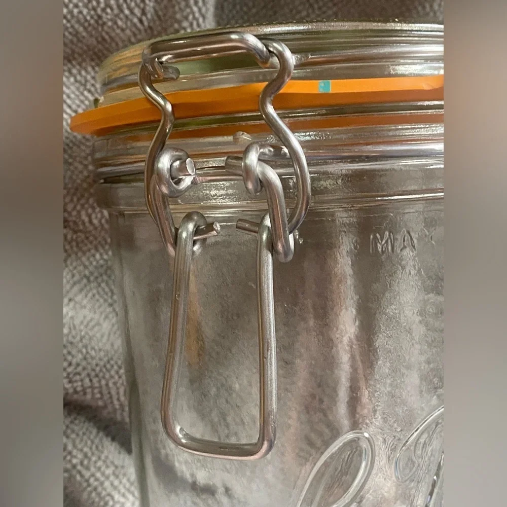 Le Parfait Clamp Lid Glass Jar w/ Orange Gasket Storage Canister